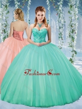 Discount Taffeta Beaded Puffy Skirt Quinceanera Gown in TurquoiseSJQDDT581002FOR