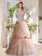 Elegant A Line Champagne Quinceanera Dress with Beading and Ruffles SJQDDT715002FOR