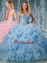 Elegant Brush Train Big Puffy Quinceanera Dress with Beading and RufflesSJQDDT593002FOR