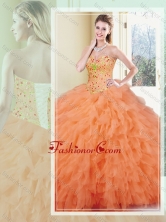 Fashionable Ball Gown Orange Red Quinceanera Gowns with Ruffles SJQDDT365002FOR