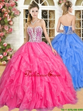 Gorgeous Hot Pink Quinceanera Dress with Beading and Ruffles YSQD012FOR