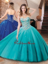Lovely Big Puffy Tulle Aqua Blue Quinceanera Dress with Beading XFQD1048FOR