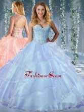 Luxurious Beaded and Ruffled Layers Sweet 16 Dress with Detachable StrapsSJQDDT597002FOR