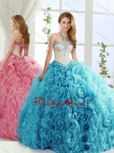 Modest Brush Train Beaded Baby Blue Detachable Sweet 15 Gowns in Rolling FlowersSJQDDT557002AFOR