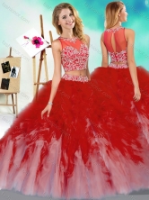New Style Two Piece Scoop Quinceanera Dress with Beading and RufflesSJQDDT602002FOR