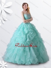 Princess Apple Green Quinceanera Gown with Beading and Ruffles XFQD1034FOR