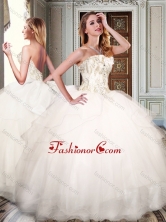 Simple Strapless White Quinceanera Dresses with Appliques and Beading XFQD1009FOR