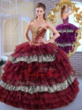 Simple Sweetheart Ball Gown Ruffled Layers and Zebra Sweet 16 Dresses QDDTL1002-1FOR