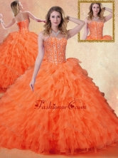 Simple Sweetheart Ruffles Quinceanera Dresses in Orange Red SJQDDT404002FOR