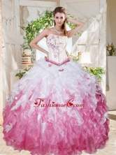 Wonderful Asymmetrical Big Puffy Sweet 16 Dress with Beading and Ruffles SJQDDT694002FOR