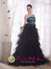 2013 Bagua Grande Peru One Shoulder Appliques and Ruch Black and Blue wholesale Princess Brush Train Tulle Celebrity Dress Style PDHXQ042FOR