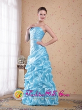 2013 Spring Aqua Blue Organza Beading Column Prom Dress with Pick-ups inSucre Bolivia Wholesale Style PDHXQ101FOR 