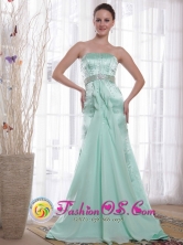 Apple Green Brush Beading Column Chiffon and Satin Pageant Dress For 2013 INColcapirhua Bolivia Wholesale Style PDHXQ194278FOR 