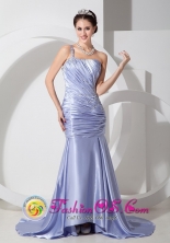 Bagua Grande Peru Romantic Lilac wholesale Column Beaded Decorate One Shoulder Brush Train Taffeta Ruch For Spring Prom Style AFE080802FOR