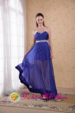 Floor-length Blue Empire Sweetheart Chiffon Beading and Ruch Prom  Celebrity Dress For Summer in GuayaramerBolivia Wholesale Style PDHXQ041FOR 