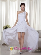High-low Chiffon Asysmmetrical One Shoulder Beading Decorate 2013 Prom Dress in Yacuiba Bolivia Style MLXN163FOR