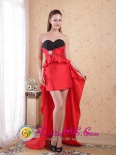 High-low Red and Black Prom Dress Beading Sheath Sweetheart Taffeta for Cocktail Party in La Paz Bolivia Wholesale Style PDHXQ077FOR 