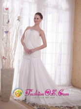 Strapless Chiffon White Princess Chapel Train Rhinestones Prom Dress For Summer IN Oruro Bolivia Wholesale Style PDATS7261FOR 