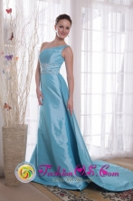 2013 Wangaratta VIC Wholesale Light Blue One Shoulder Column Watteau Train Beading Taffeta Dama Dresse Style PDHXQ194274FOR 