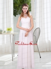 2015 White Empire Ruching Dama Dresses with Asymmetrical BMT025BFOR