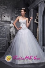 Beaded Decorate Bodice Tulle Sweet White Quinceanera Dresses for Military Ball In Fajardo Puerto Rico Wholesale  Style WDML019FOR
