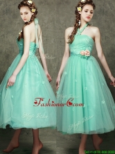 Discount Halter Top Dama Dress with Appliques and Hand Made Flowers BMT095BFOR