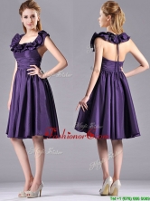Elegant Halter Top Backless Short Dama Dress in Dark Purple THPD150FOR