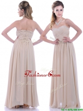 Fashionable Empire Champagne Chiffon Dama Dress with Beading and Ruching THPD127FOR