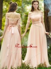 Fashionable Off the Shoulder Half Sleeves Dama Dress with Ribbons BMT098CFOR