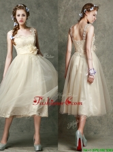Gorgeous Straps Champagne Dama Dress with Appliques and Hand Made Flowers BMT097CFOR
