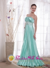 Goulburn NSW Wholesale Apple Green Empire  Shinning Elastic Woven Satin Beading Dama  Dress With Neat Ruching Style PDATS114FOR 