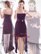 Latest Spaghetti Straps High Low Dama Dress in Burgundy SWPD004FBFOR