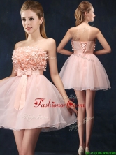 Lovely Baby Pink Short Dama Dress with Bowknot and Hand Made Flowers BMT088FOR