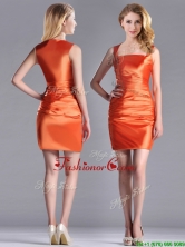 Lovely Column Square Side Zipper Short Dama Dress in Orange Red THPD029FOR