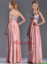 Lovely Empire Straps Zipper Up Peach Dama Dress with Sequins THPD080FOR