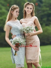 Luxurious See Through Scoop Cap Sleeves Dama Dress with Sashes BMT0103FOR