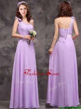 Pretty One Shoulder Lavender Dama Dress with Applique Decorated Waist BMT0170EFOR