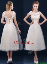 Pretty Tea Length A Line Dama Dress with Cap Sleeves BMT0185DFOR