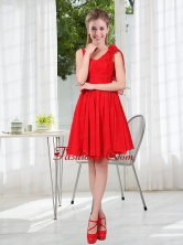 Ruching Hand Made Flowers V Neck Beautiful Dama Dresses BMT001CFOR