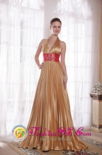 Warrnambool VIC Wholesale Popular Empire Halter   Brush Train Elastic Woven Satin  2013 Dama   DresseRhinestones Decorate Gown Style   PDATS079FOR 