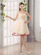 2015 Appliques Strapless A Line Mini Length Dama Dress BMT019EFOR 