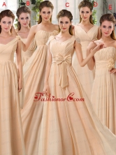 2015 Fashionable Champagne Ruching Chiffon Dama Dresses BMT024FOR 