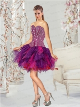 2015 Fashionable Multi-color Dama Dress with Beading and Ruffles QDDT003AFOR  