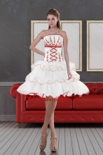 2015 Impressive Strapless Dama Dresses with Embroidery and Ruffle layers  XFNAO415TZBFOR