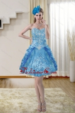 2015 Popular Sweetheart Blue Dama Dresses with Embroidery XFNAOA36TZBFOR