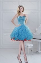 2015 Prefect Ball Gown Baby Blue Beading Dama Dresses for Spring XFNAOA19TZBFOR