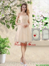 Beautiful Short Champagne Dama Dresses with One Shoulder BMT043CFOR