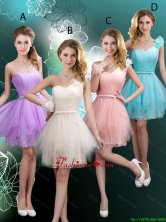 Discount Short One Shoulder Dama Dresses with Hand Made Flowers BMT064FOR
