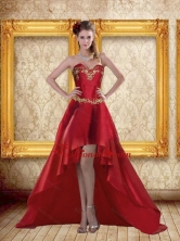 Fashionable High Low Sweetheart Wine Red Beading Dama Dresses ZY775TZBFOR