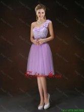 Fashionable One Shoulder Hand Made Flowers Dama Dresses BMT063DFOR